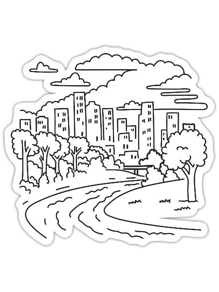 Buffalo Bayou Park Houston Texas Mono Line Art - Sticker - white matte - Front
