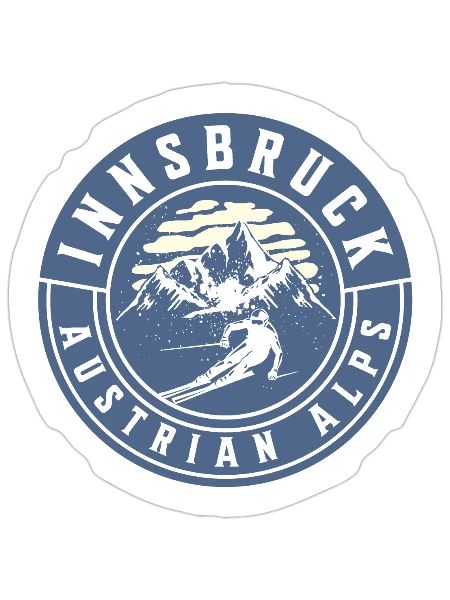 Innsbruck Austrian Alps Vintage Blue - Sticker - white matte - Front