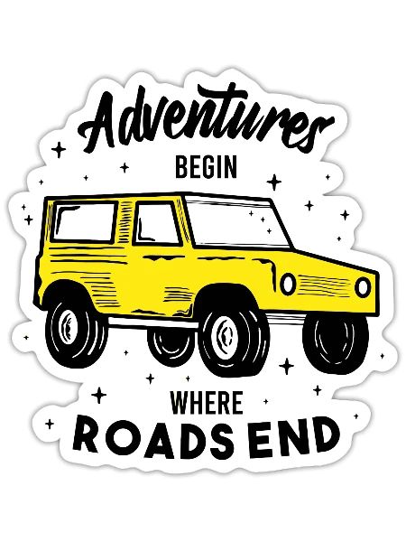 Adventures Begin Where Roads End - Sticker - white matte - Front
