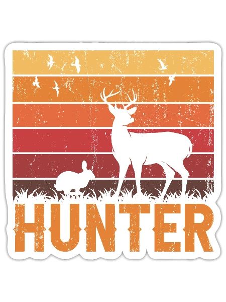 HUNTING Rabbit And Deer 01 - Sticker - white matte - Front