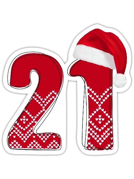 21st Christmas Birthday - Xmas Number Twenty One - Sticker - white matte - Front