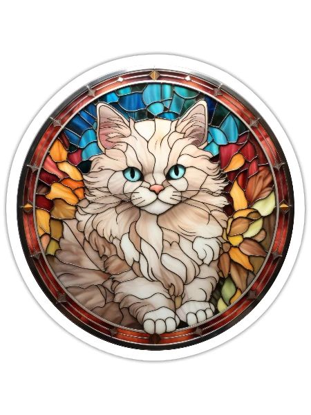 Ragdoll kitten in stained glass - Sticker - white matte - Front