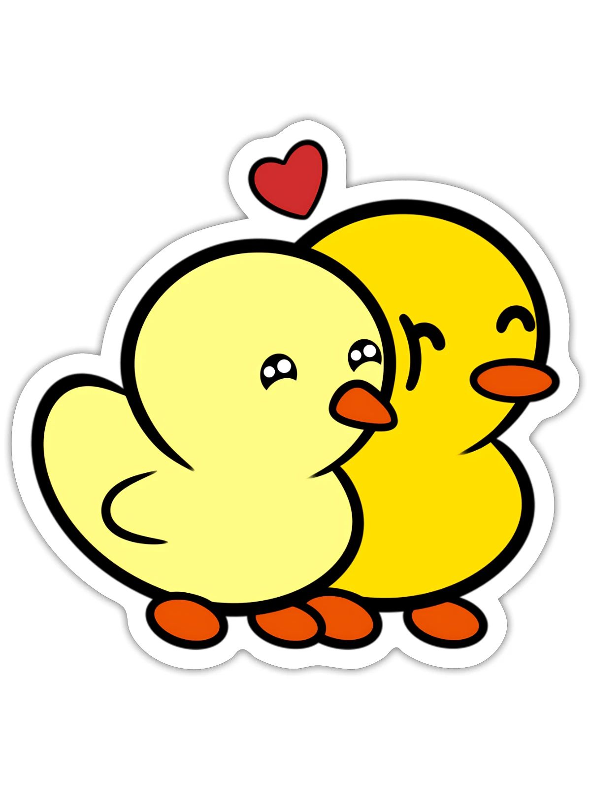 Duckie and Duck Nuzzle - Sticker - white matte - Front
