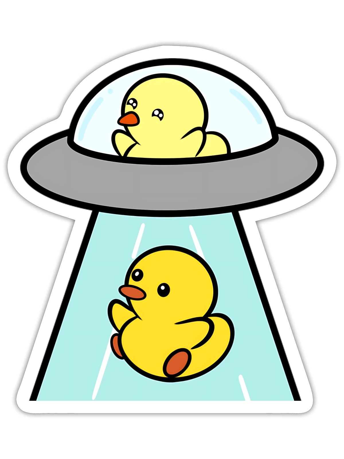 UFO - Duckie and Duck - Sticker - white matte - Front