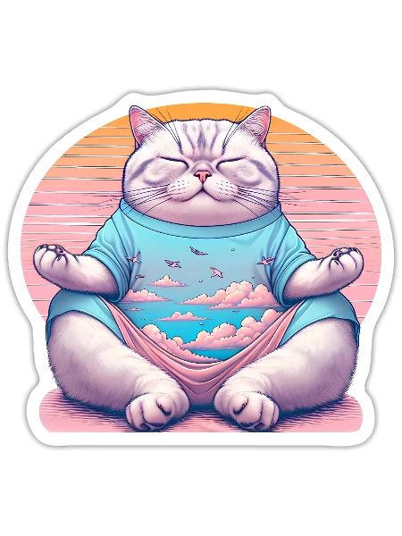 Meditating Cat - Sticker - white matte - Front