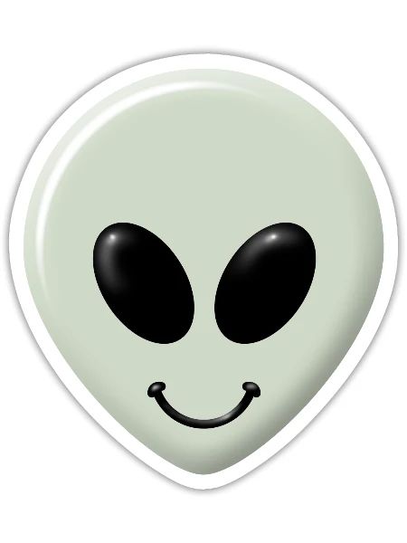 Alien Happy Face - Sticker - white matte - Front