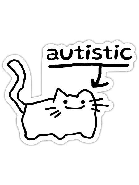 Autistic Cat | Funny Cats meme Sticker - Sticker - white matte - Front