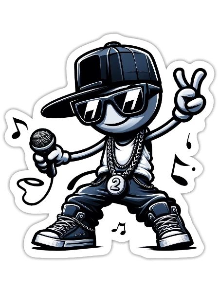 Hip Hop Stick Man - Sticker - white matte - Front