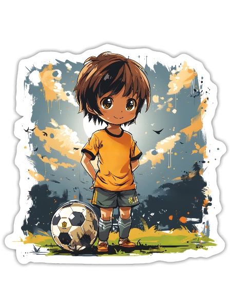 Kawaii Kickoff: Soccer Superstar - Sticker - white matte - Front