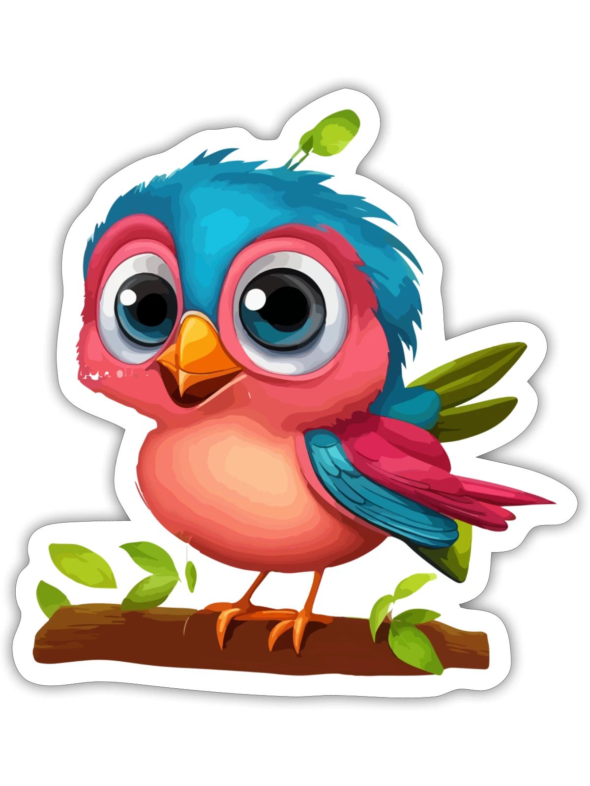 Cute Bird cartoon - Sticker - white matte - Front