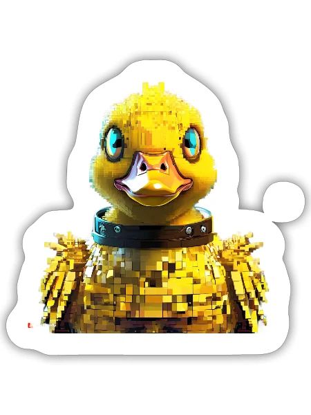 Futuristic pixel duck - Sticker - white matte - Front