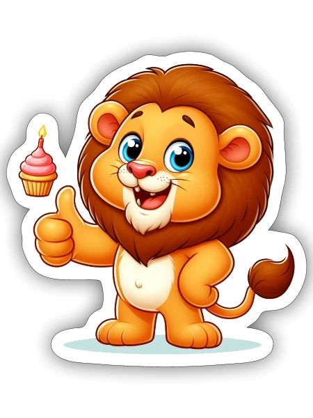 B'day lion - Sticker - white matte - Front