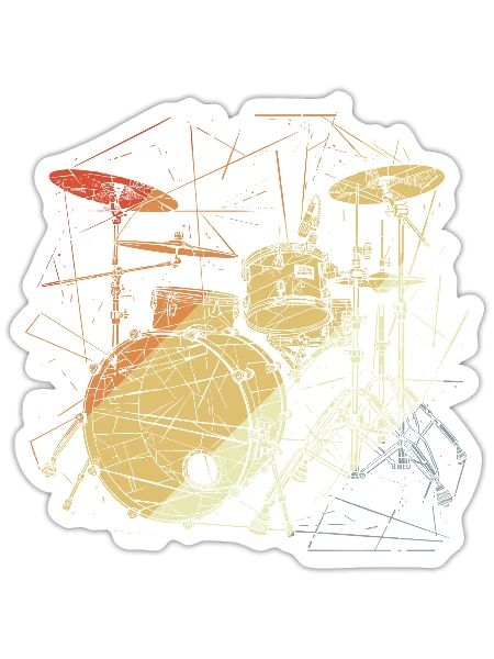 Drum Kit Retrowave - Sticker - white matte - Front