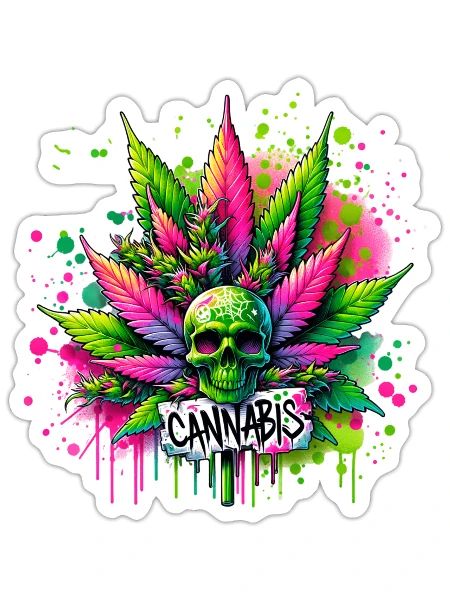 Cannabis Skull - Sticker - white matte - Front