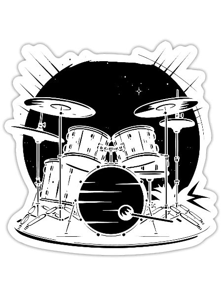 Drum Kit Graphic - Sticker - white matte - Front