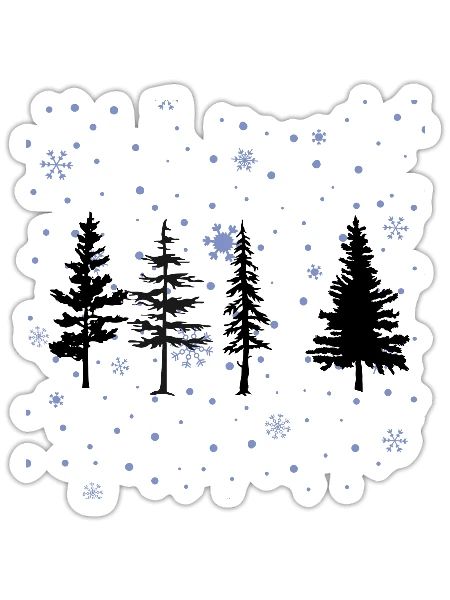 Pine Tree Snowflakes T-Shirt - Sticker - white matte - Front