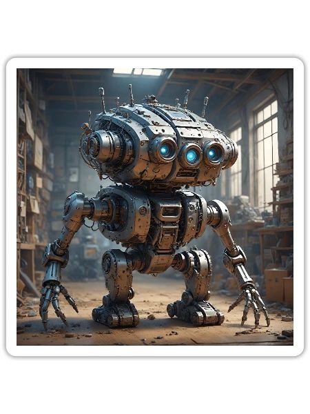 The Friendly Robot Guardian - Sticker - white matte - Front
