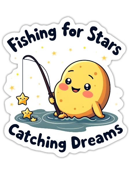 Fishing for Stars, Catching Dreams - Sticker - white matte - Front