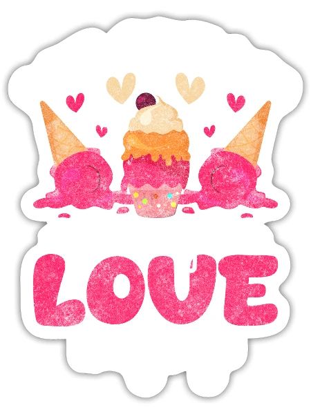 Ice Cream Summer Ice Cream Cone - Sticker - white matte - Front
