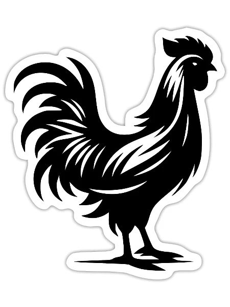 Small House Rooster Tattoo Style - Sticker - white matte - Front