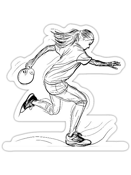 Female Bowling Drawing - Sticker - white matte - Front