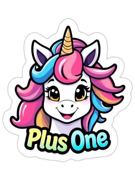 Plus One - Sticker - white matte - Front