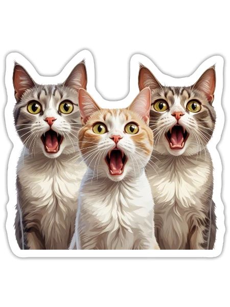 Surprised Cats - Sticker - white matte - Front