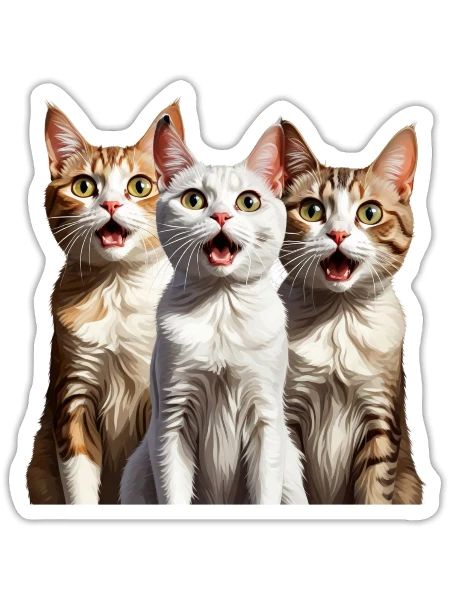 Surprised Cats - Sticker - white matte - Front