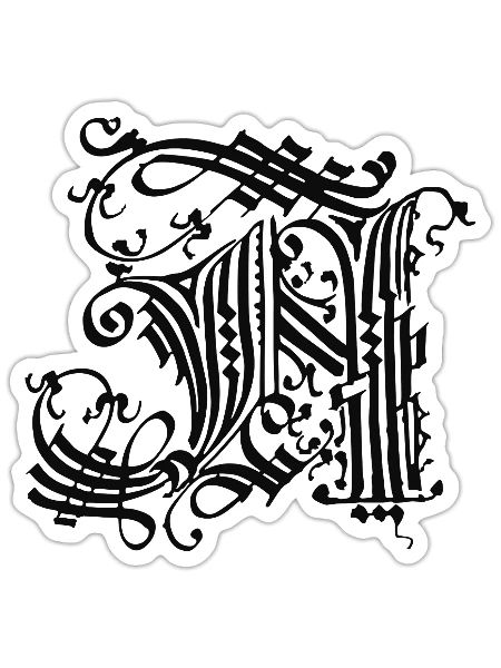 Medieval Core Medieval Initials Castle Core - Sticker - white matte - Front