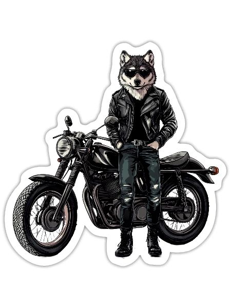 Fierce Biker Wolf on the Road - Sticker - white matte - Front