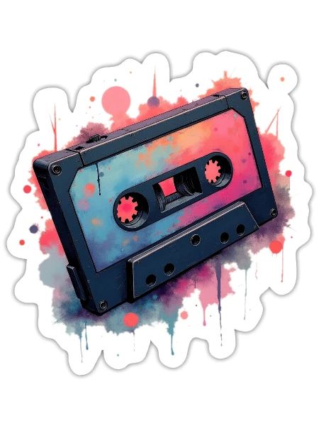 Old fashion music casette - Sticker - white matte - Front