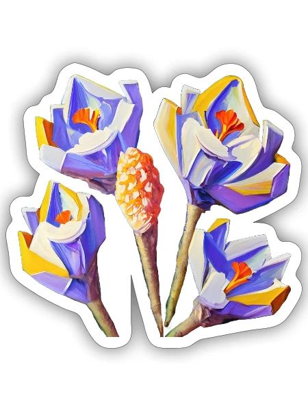 Crocus moderne - Sticker - blanc mat - Devant