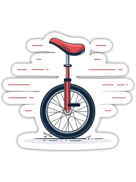 Bold Graphic Unicycle - Sticker - white matte - Front