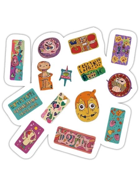 Whimsical Mixed Media Sticker Collection - Sticker - white matte - Front