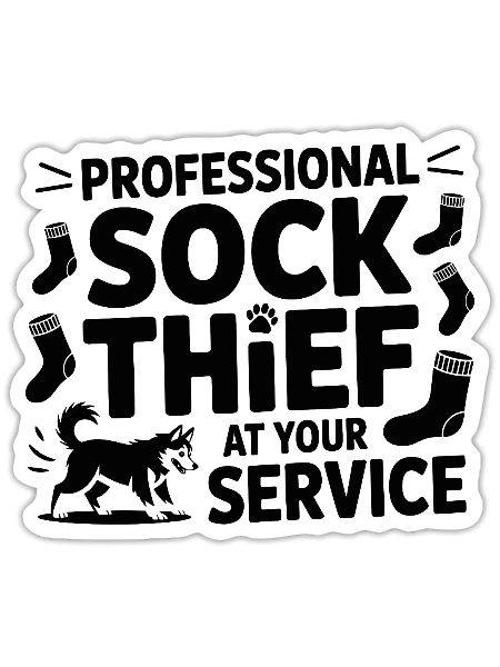 Professional Sock Thief Dog Lover  - Sticker - white matte - Front