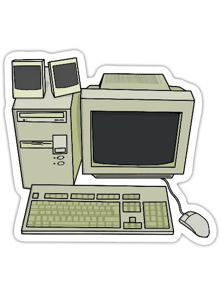 Retro Computer Desk Setup - Sticker - white matte - Front