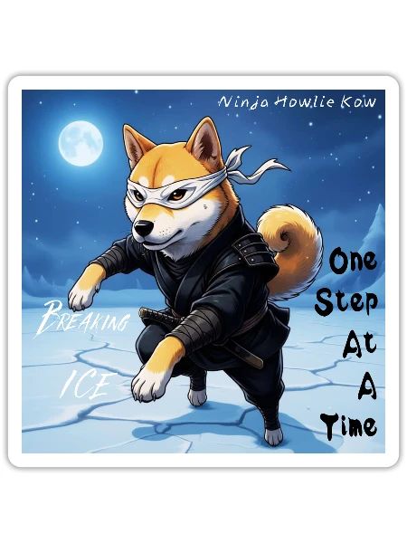 Animal forces (Canine NINJA warrior) breaking ICE - Sticker - white matte - Front