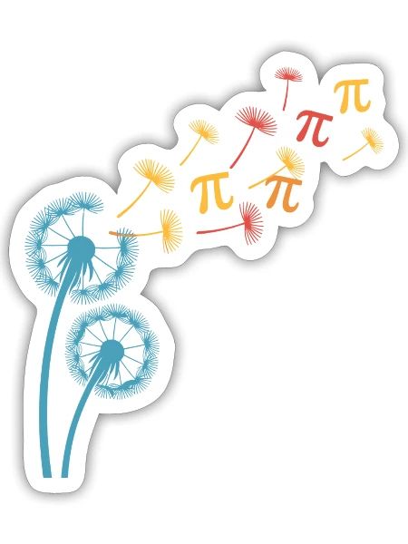 Pi Seeds on Dandelion Wind - Sticker - white matte - Front