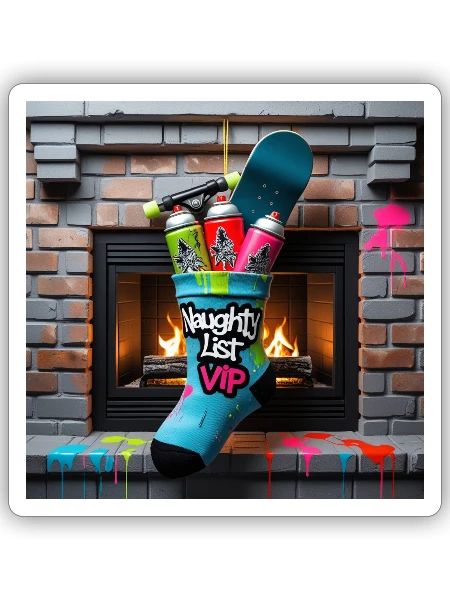 Naughty List VIP Socks - Sticker - white matte - Front