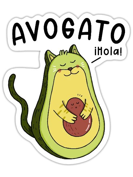 Cheerful Avocado Hugging Seed - Sticker - white matte - Front