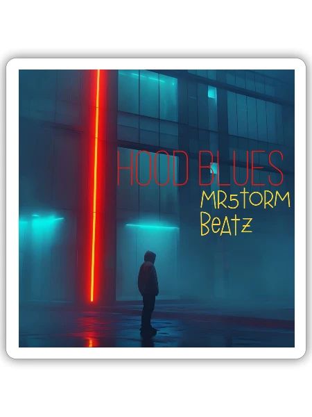 Hood Blues Neon Night - Sticker - white matte - Front