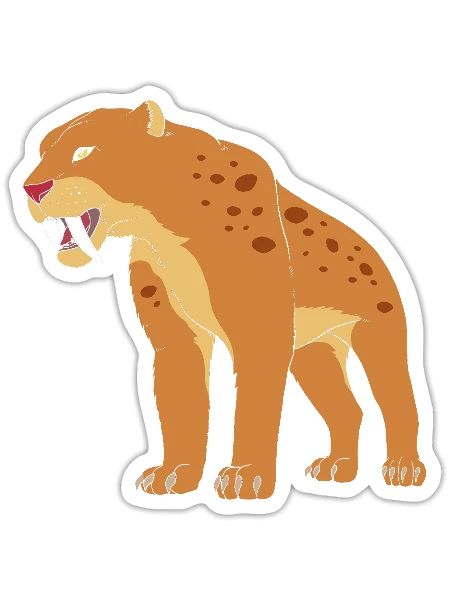 Sabertooth Tiger Prehistoric Cat Smilodon - Sticker - white matte - Front