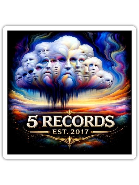 5 Records Psychedelic Cloud Logo Est. 2017 - Sticker - white matte - Front