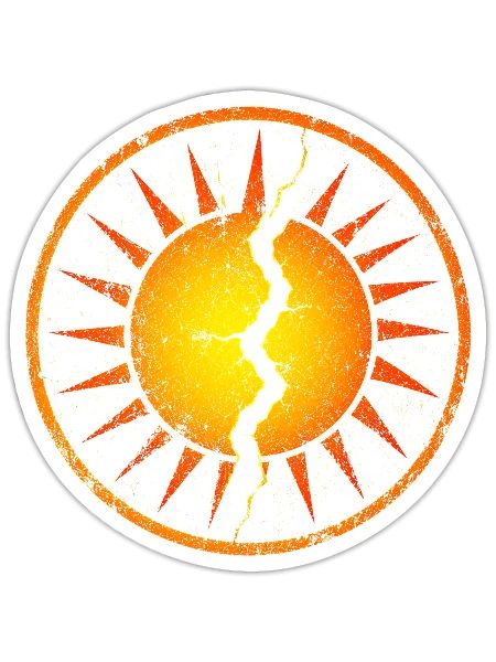 Cracked Sunburst Emblem - Sticker - white matte - Front