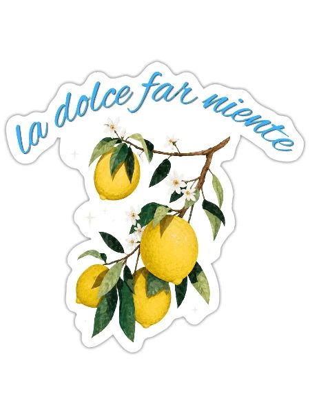 La Dolce Far Niente Lemon Motif - Sticker - white matte - Front