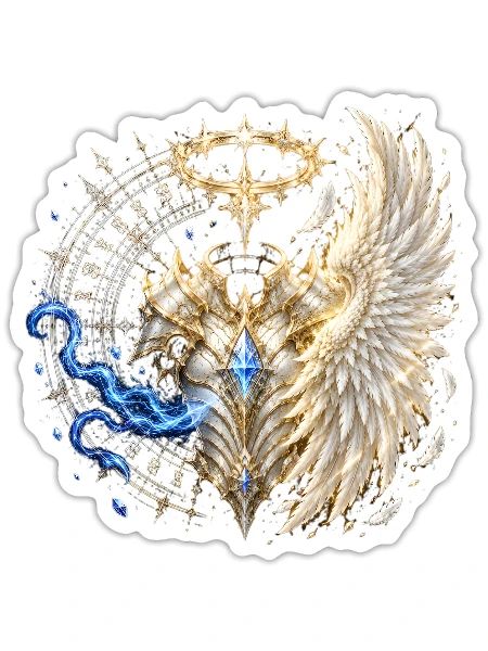 Celestial Guardian Fantasy T-Shirt | Guardians of  - Sticker - white matte - Front