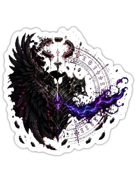 Fallen Guardian Fantasy T-Shirt | Guardians of Ete - Sticker - white matte - Front