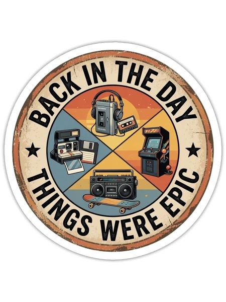Back in the Day Tech Icons - Sticker - white matte - Front
