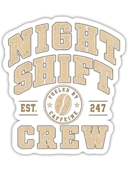 Night Shift Crew Vintage Tee - Sticker - white matte - Front