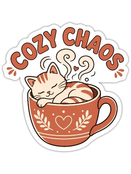 Napping in a Teacup - Sticker - white matte - Front